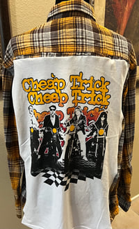 Vintage Yelllow/Brown/White Flannel Shirt Cheap Trick