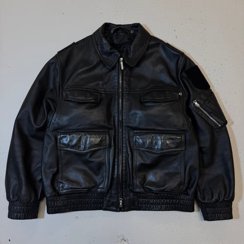 Image of 1990s German Police Leather Jacket, Size Large