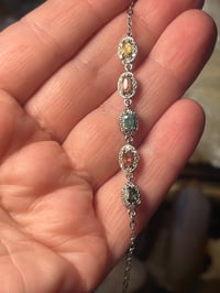 Colourful tourmaline adjustable silver bracelet 