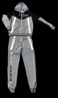 Image 1 of Two-Tone Fleece Sweat-Suit (Gray/Black)