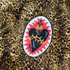 Leopard Fabric Black Sacred Heart Patch Bag