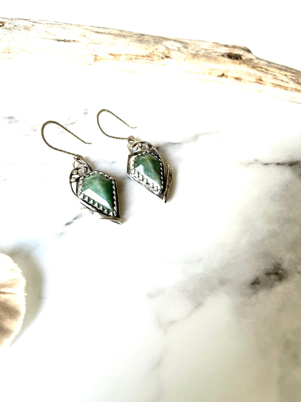 Handmade Sterling Silver Emerald May Birth Stone Earrings Lily Of The Valley 925
