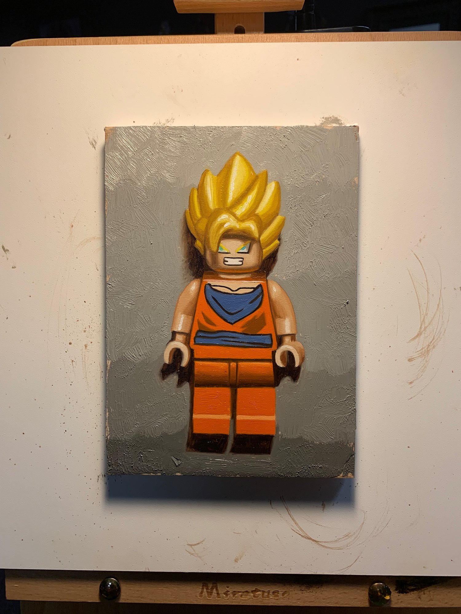 Image of Super Saiyan Goku Lego - Original Oil Painting