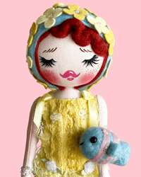 Image 1 of VINTAGE SWIMMER SMALL ART DOLL YELLOW