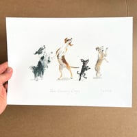 Four Dancing Dogs - A4 Giclee Print