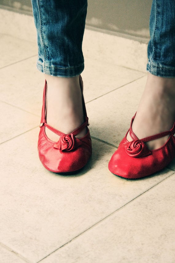 The Drifter Leather handmade shoes — Ballet flats Foldable - Red Alert