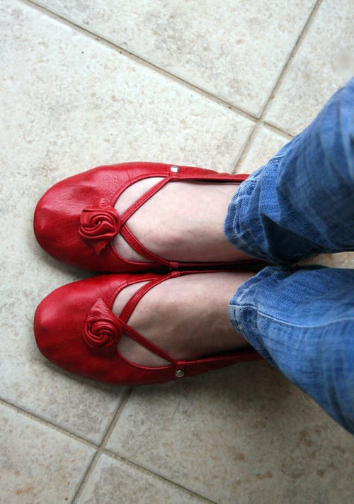 foldable leather ballet flats
