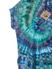 Image 7 of M 100% Cotton Short T-Shirt Dress with Pockets in Mermaid Spiral Ice Dye