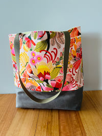 Image 2 of Fabric Tote - Bright Yellow/Red/Pink