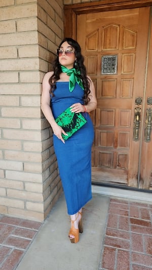 Image of Long Denim Tube Top Dress