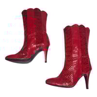 Image 3 of Red heeled leather boots 7.5