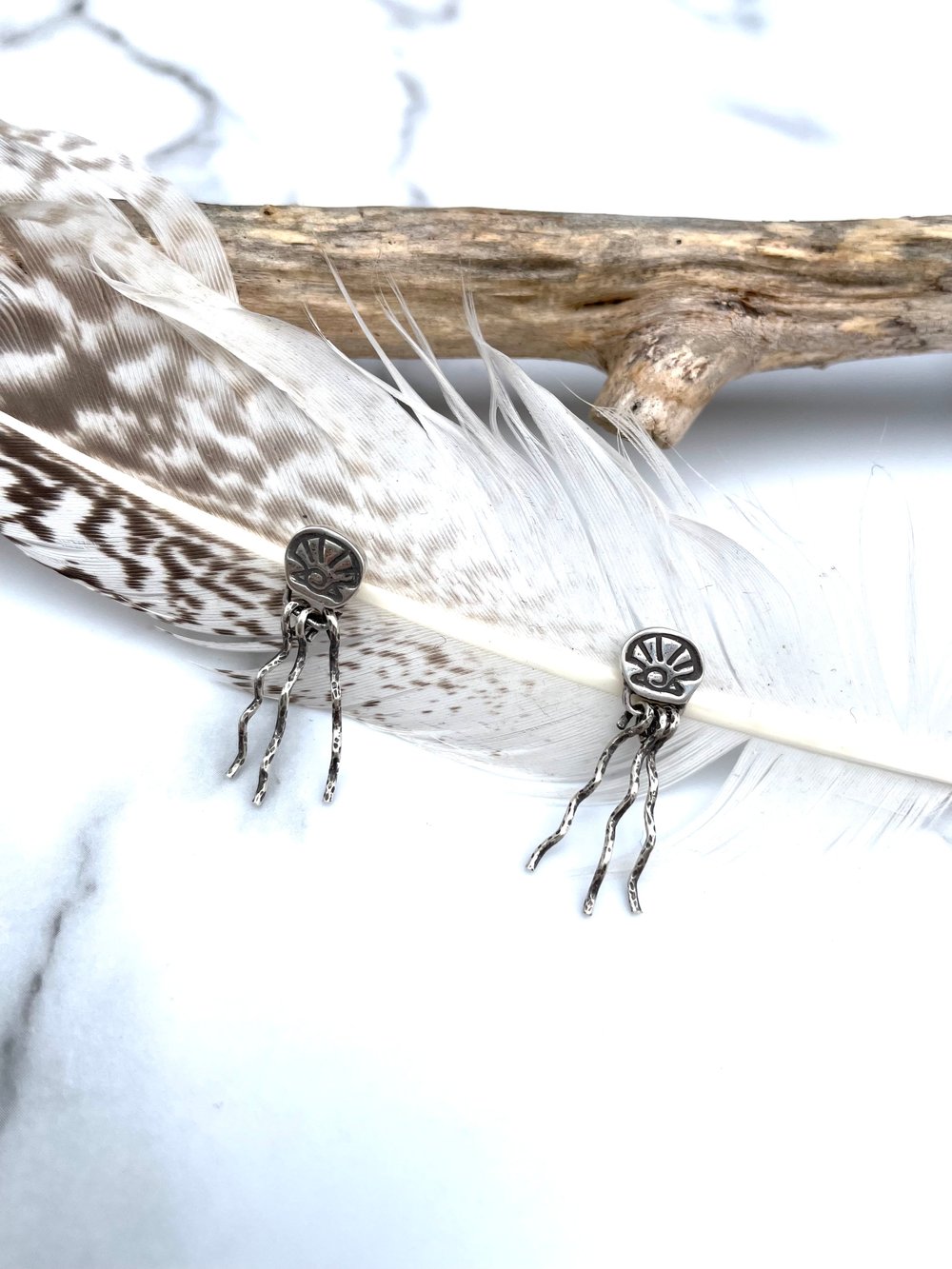 Handmade Sterling Silver Seashell Mermaid Earrings 925
