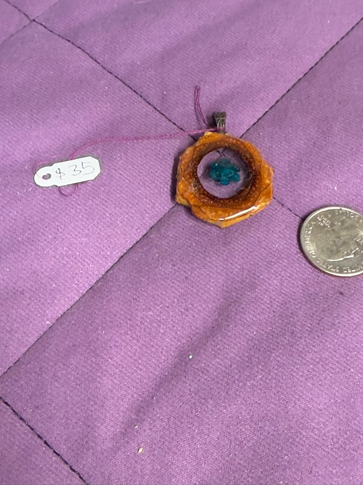 Image of Blue Flower Pinecone Charm | Handmade PNW Jewelry | #87