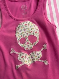 Image 4 of Floral Skull Handmade Tank Top ♡🌸💀(S/M)
