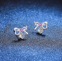 Image 1 of 925 Silver Butterfly Moissanite Stud Elegance Earrings