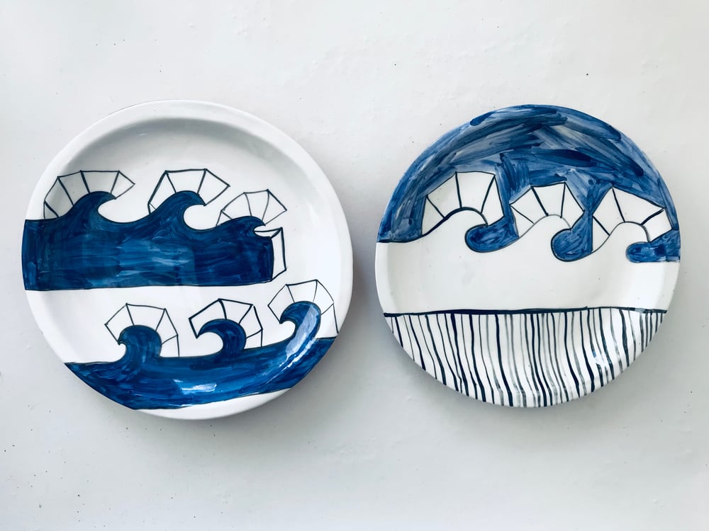 Image of THINKING ABOUT ST IVES LARGE DEEP BLUE PLATE