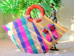 Image of Multicolor Bantu Rafia Tote