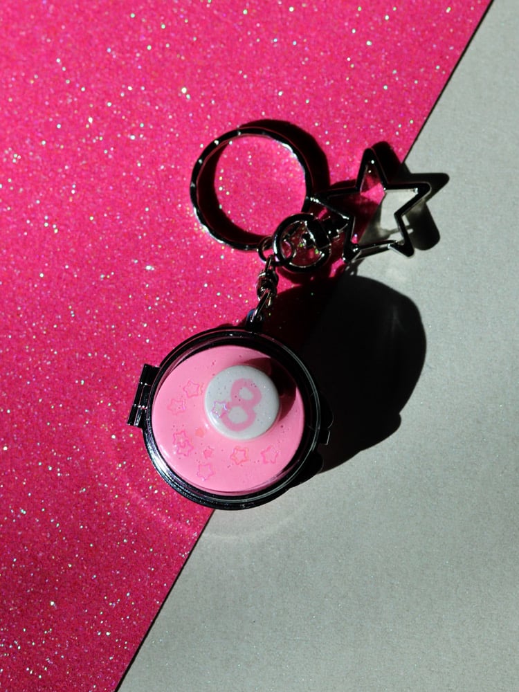 Image of Pink 8 Ball Keychain Compact Mirror