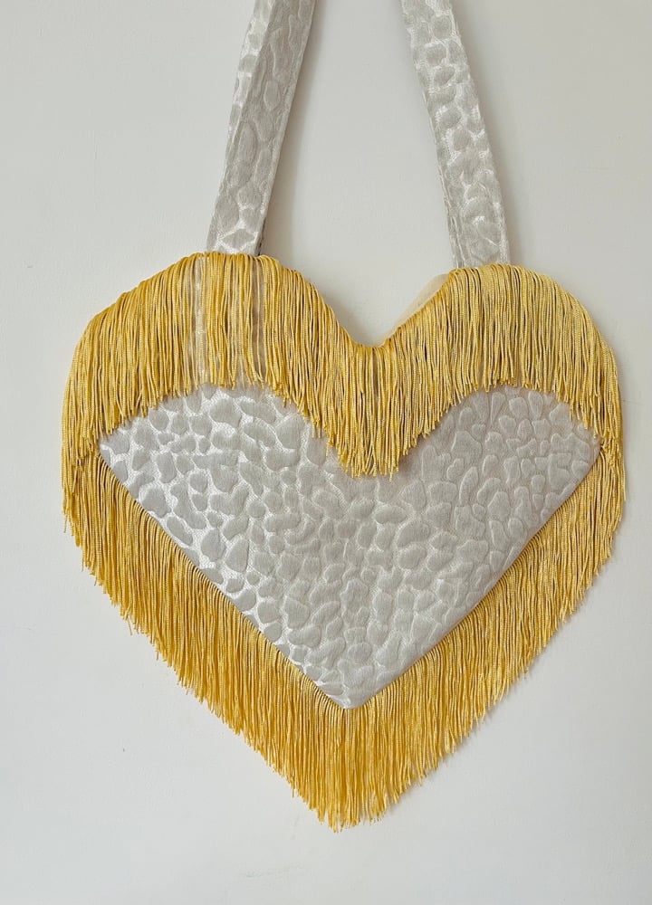 Image of 💛 “Golden Hour Heartbreaker” – Silver & Gold Fringe Bag