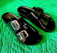 Forever 21 black buckle slide sandals