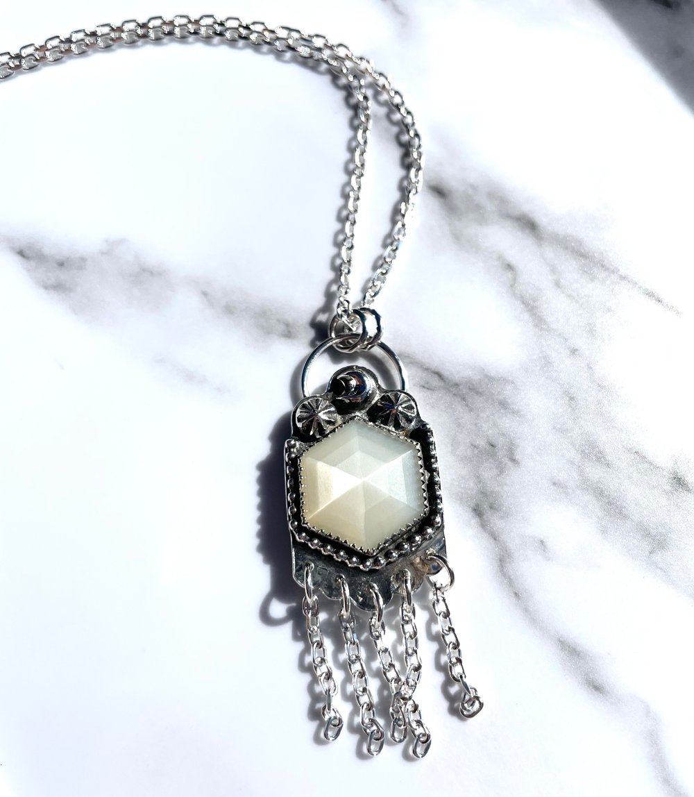 Handmade Sterling Silver White Moonstone Pendant