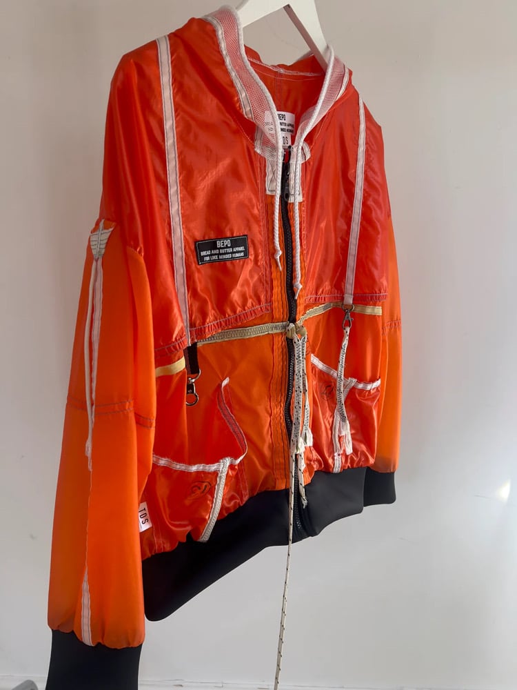 Orange Hooded Parachute Jacket Image 4