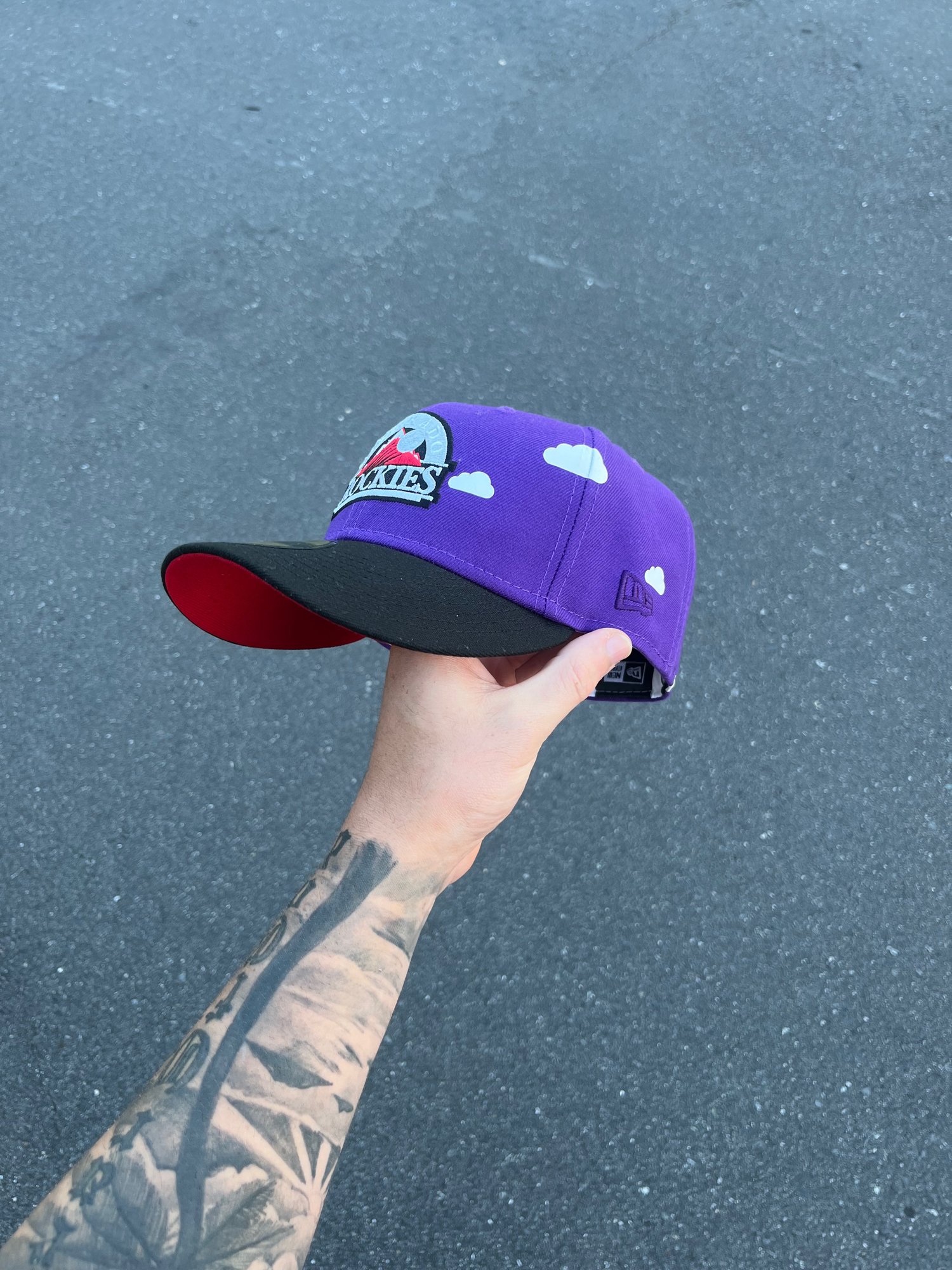 Image of RED BRIM PARTLY CLOUDY  COLORADO ROCKIES CUSTOM FITTED CAP