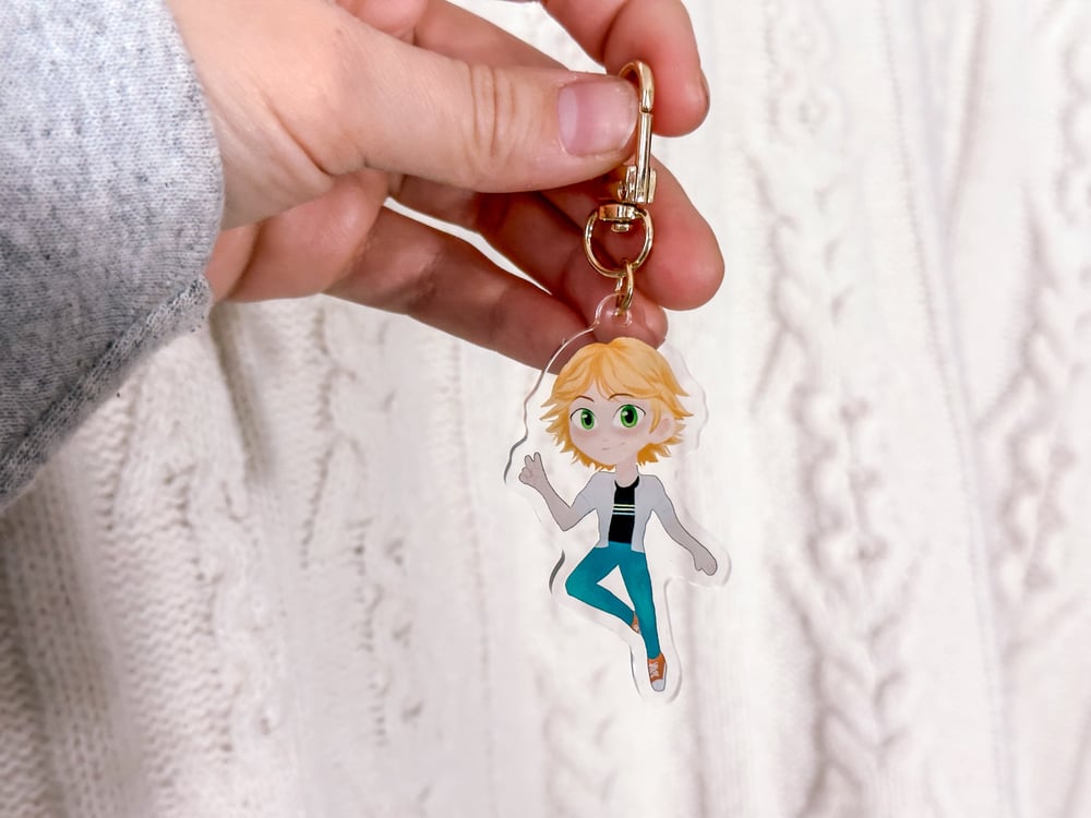 Image of Adrien/Chat Noir 2.5” Double Sided Acrylic Keychain