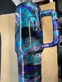 40oz tyedye teal purple with black splatter 