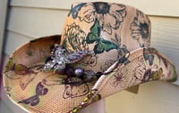 Image 3 of  Brown Cowboy Hat w/Butterfly Print Crystal Bead and Butterfly Band