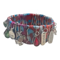Image 1 of Wide Jeweled Bangle Purple/Blue