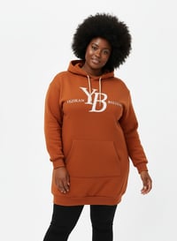 Image 3 of YB Burnt Orange Long Loose Fit Hoodie Dress