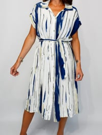 Image 2 of Abstract Stripe Belted Shirt Dress