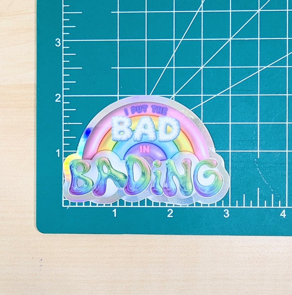"BADING" Holographic Sticker