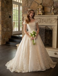 Image 1 of 1950s Champagne Lace Gown