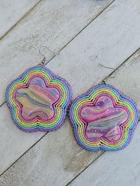 Image 1 of Neon Rainbow Floral earrings 