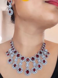 Image 5 of Paru-Stunning AD Necklace Set  with Earrings
