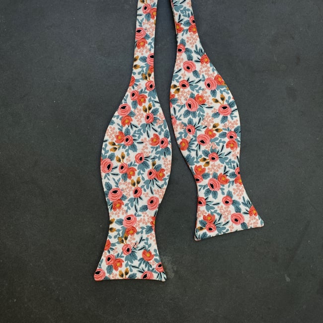 Peach Floral Bow Tie