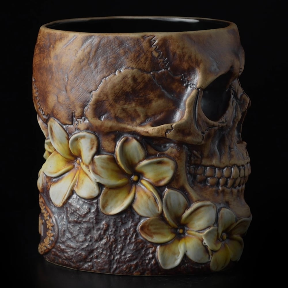 LEI'D TO REST Limited Edition 20oz Tiki Mug - Yellow Flowers from Trevor Foster Studio