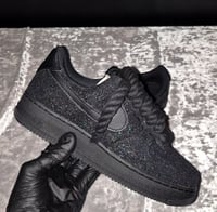 Image 1 of Black Glitter Rope Laced AF1 