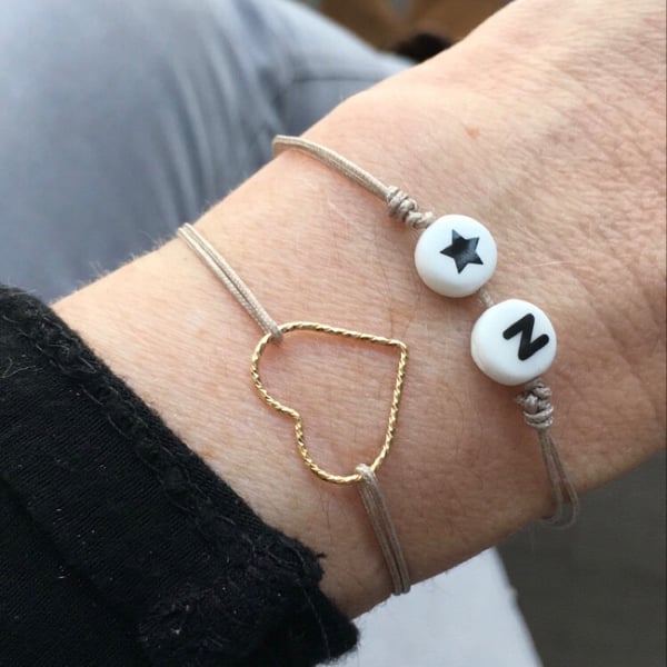 Image of Ceramic letter and star Bracelet