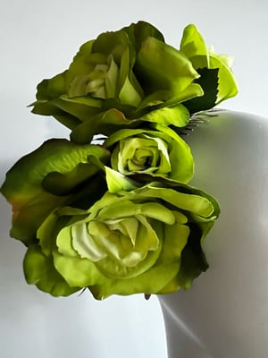 Image of Bright green roses headpiece 