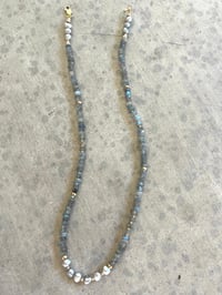 Image 1 of CLASSIC STRAND-labradorite and gray pearls