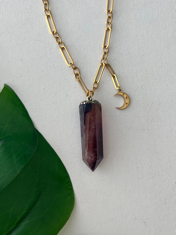 Image of JONNI • Purple Fluorite & Moon Necklace