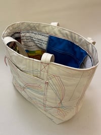 Image 3 of B91 denim patchwork rainbow squiggle Pantone 