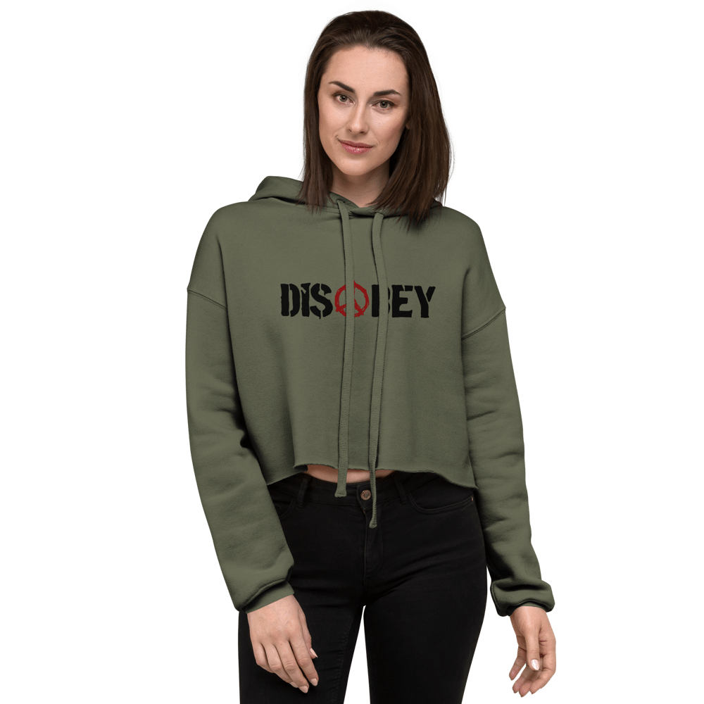 DISOBEY PRINTED CROP HOODIE 