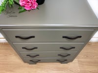 Image 2 of Vintage Chest Of Drawers painted in olive green/grey