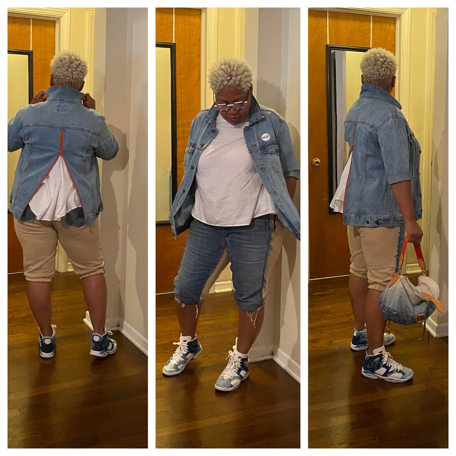 Image of Short Sleeved Back Zippered Denim