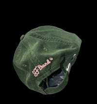 Image 2 of Dark olive with candy pink embroidered cord cap