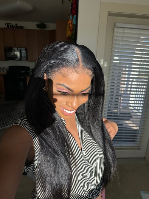 Image of 24 inch KINKY STRAIGHT WIG with KINKY HAIRLINE 13x4 FULLY CUSTOMIZED